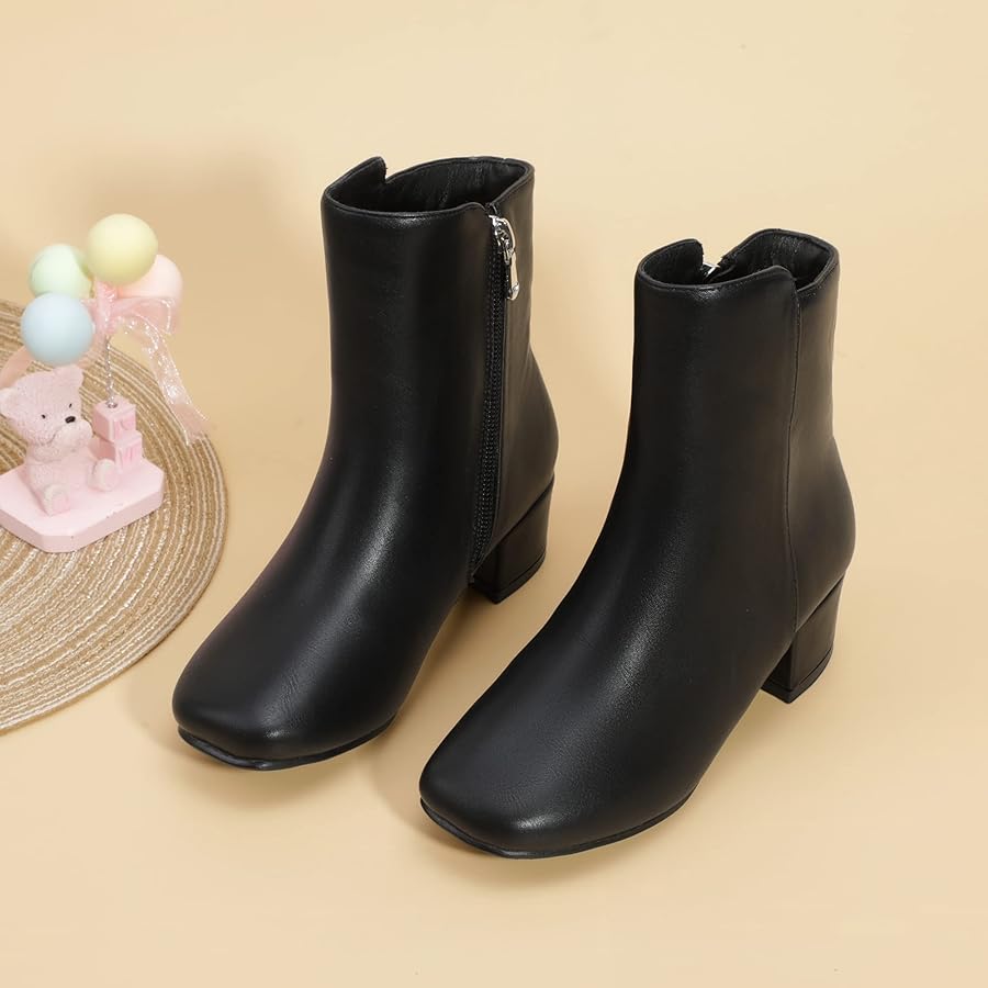 Amazon.com | PANDANINJIA Girls Boots Fashion Square-Toe